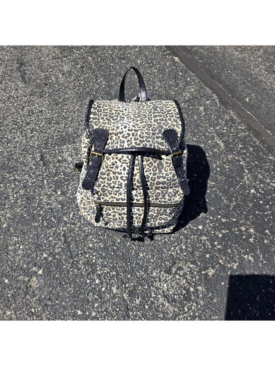 Handbags - Leopard Print Vegan Leather Straps 90's Grunge Indie Sleaze Drawstring Backpack
